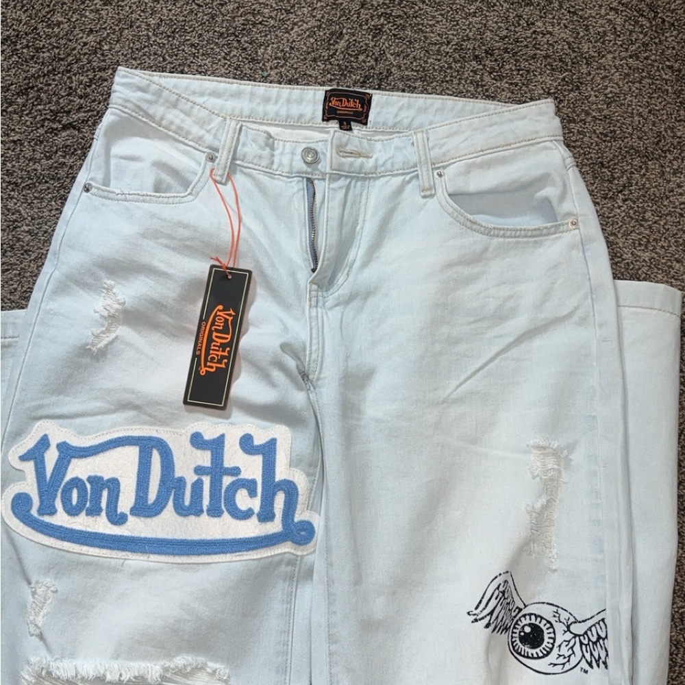 Von Dutch Light Gray Jeans with Logo